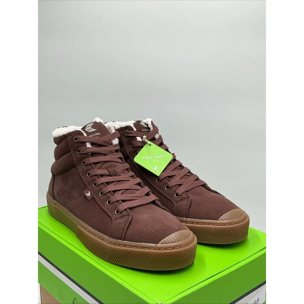 Cariuma OCA Therma High Sneakers Men's 9.5 Brown Shearling Lined Boots Eby4488